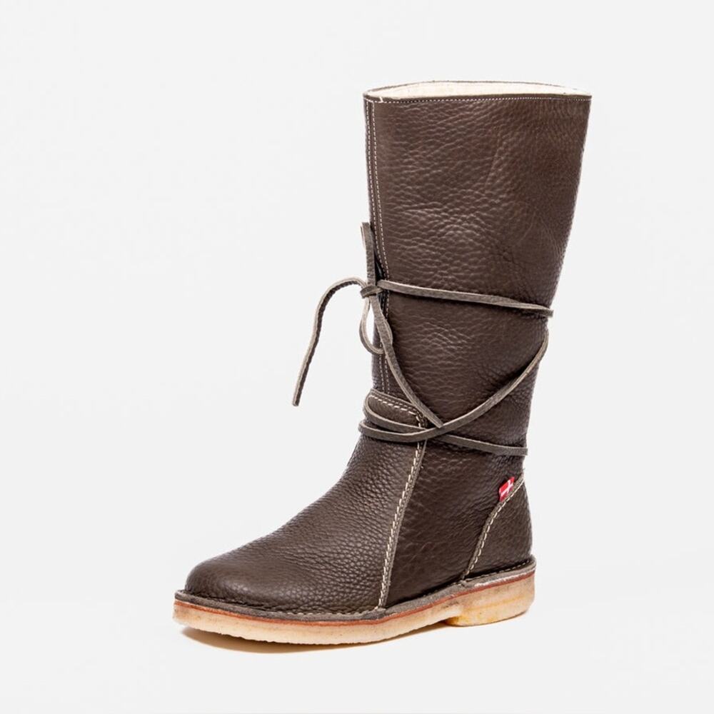 Duckfeet | Unisex The Silkeborg Boots Oliven Leather & Sheep Wool Lining Tall